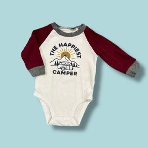 Carter's White and Maroon 'Happiest Camper' Bodysuit